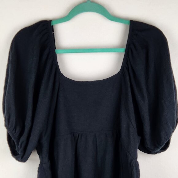 Madewell Black Puff Sleeve Square Neck Peplum Top sz XL - Picture 3 of 8